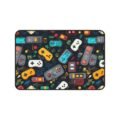 Retro Gaming Desk Mat — Controller & Cartridge Pattern Mouse Pad