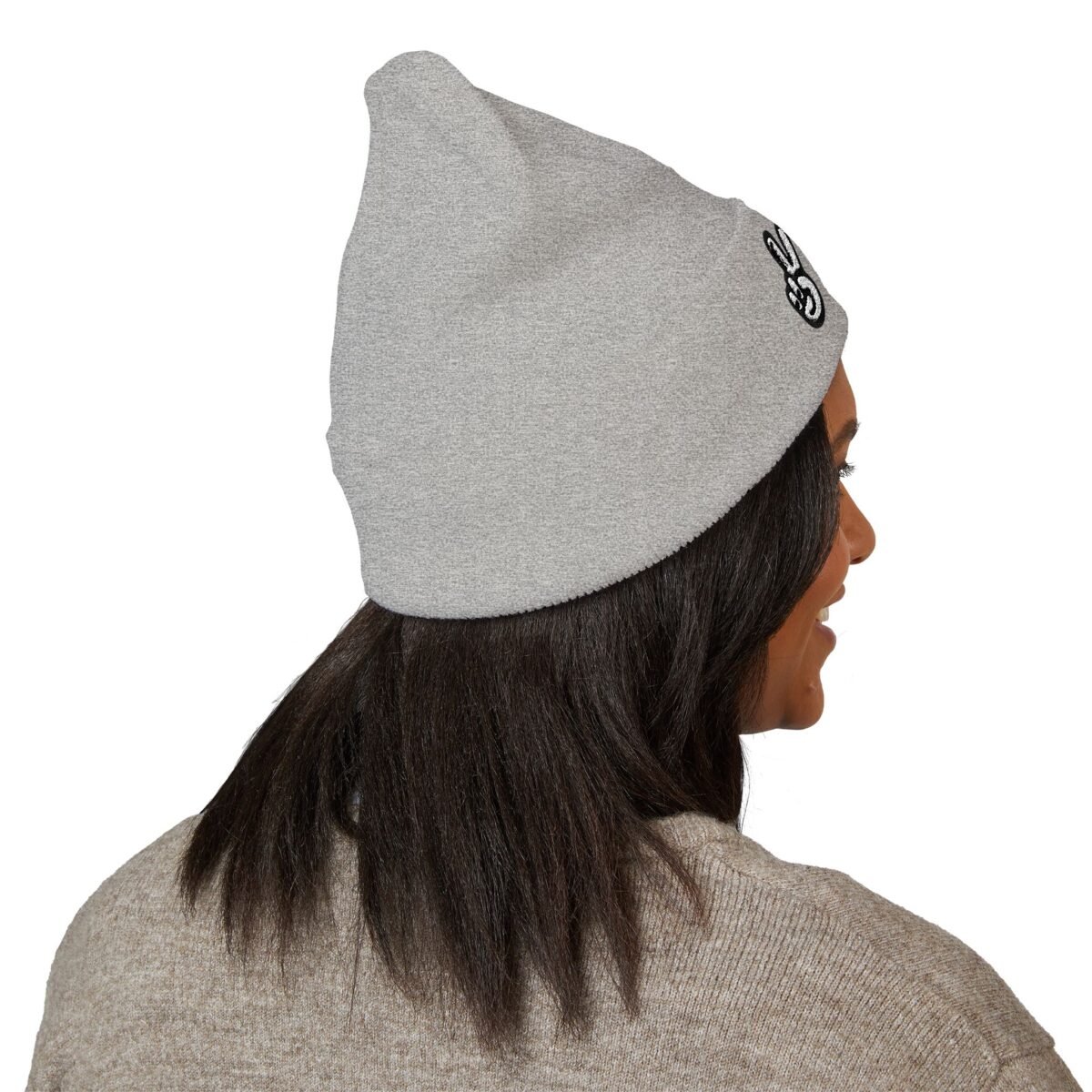Embroidered Peace Logo Cuffed Beanie | Classic Knit Unisex Winter Hat - Image 34
