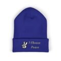Embroidered Peace Logo Cuffed Beanie | Classic Knit Unisex Winter Hat - Image 16