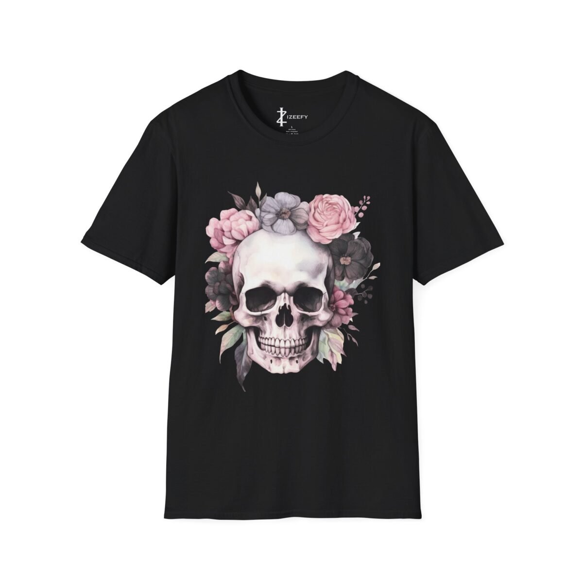 aesthetic floral skull t shirt — soft rose & gothic graphic tee for men and women
