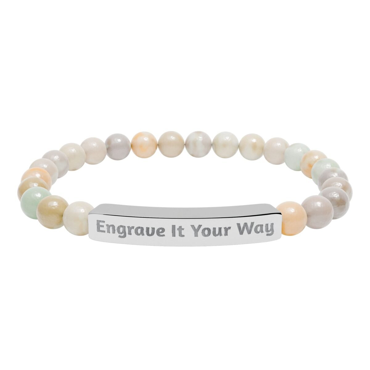Personalized Stone Bead Bracelet – Custom Engraved Bar Bracelet for Women & Men - Image 3