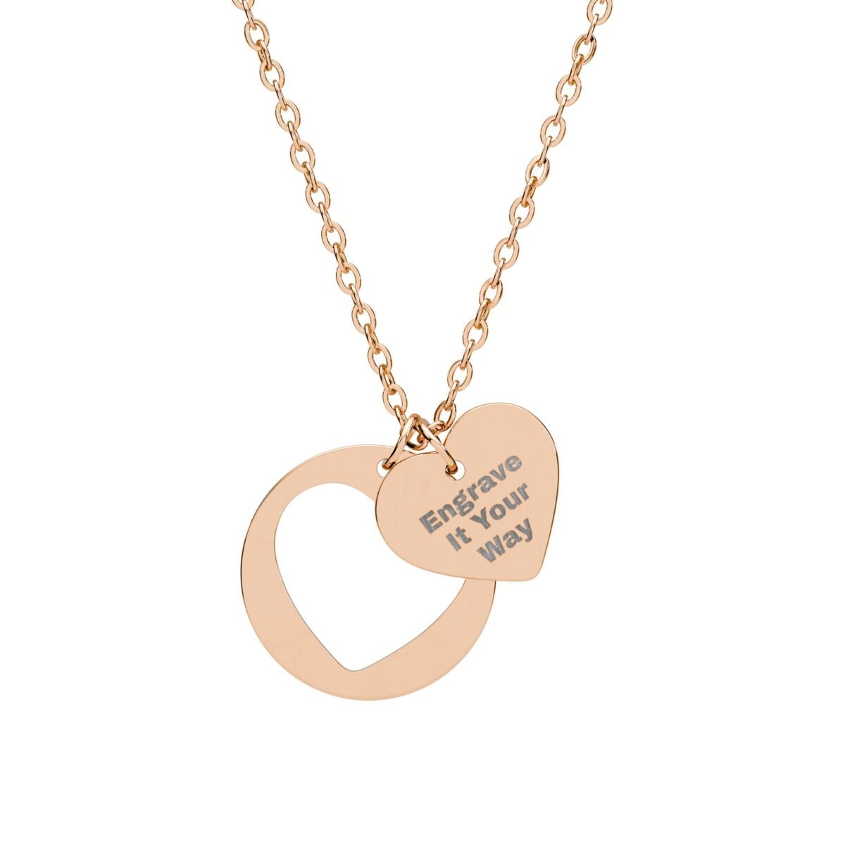 Personalized Heart Necklace: Premium Engraved Double Pendant for Ultimate Elegance - Image 2