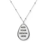 Custom Oval Pendant Necklace – Personalized Photo or Engraved Teardrop Jewelry