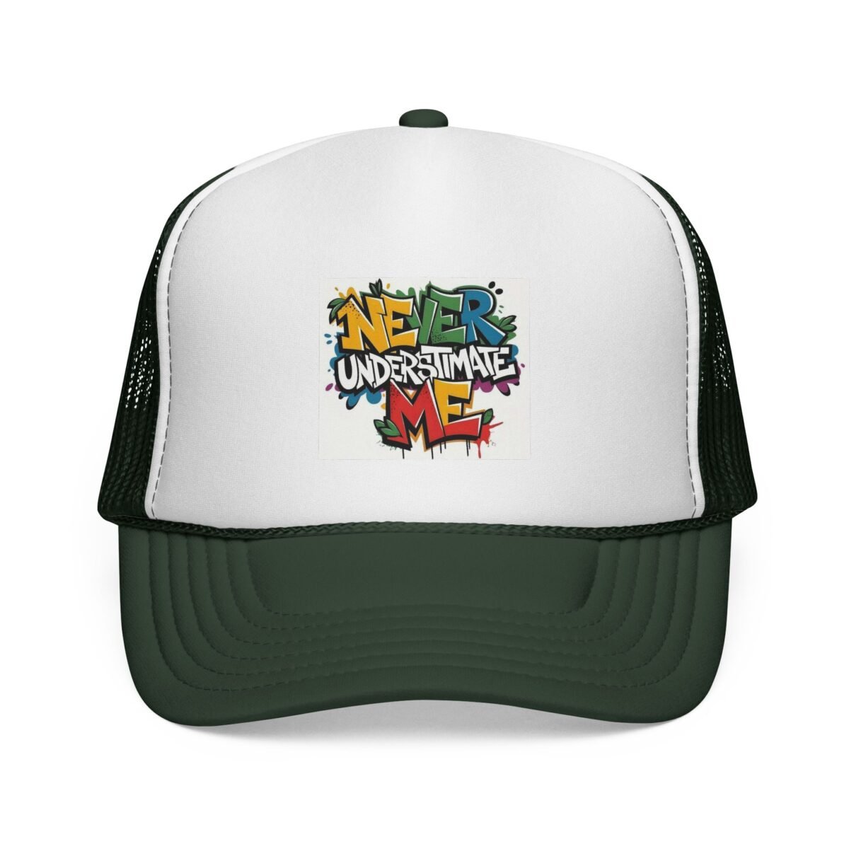 Never Underestimate Me Trucker Hat | Bold Graffiti Baseball Cap for Streetwear Style - Image 2