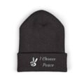 Embroidered Peace Logo Cuffed Beanie | Classic Knit Unisex Winter Hat - Image 36