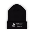 Embroidered Peace Logo Cuffed Beanie | Classic Knit Unisex Winter Hat - Image 26