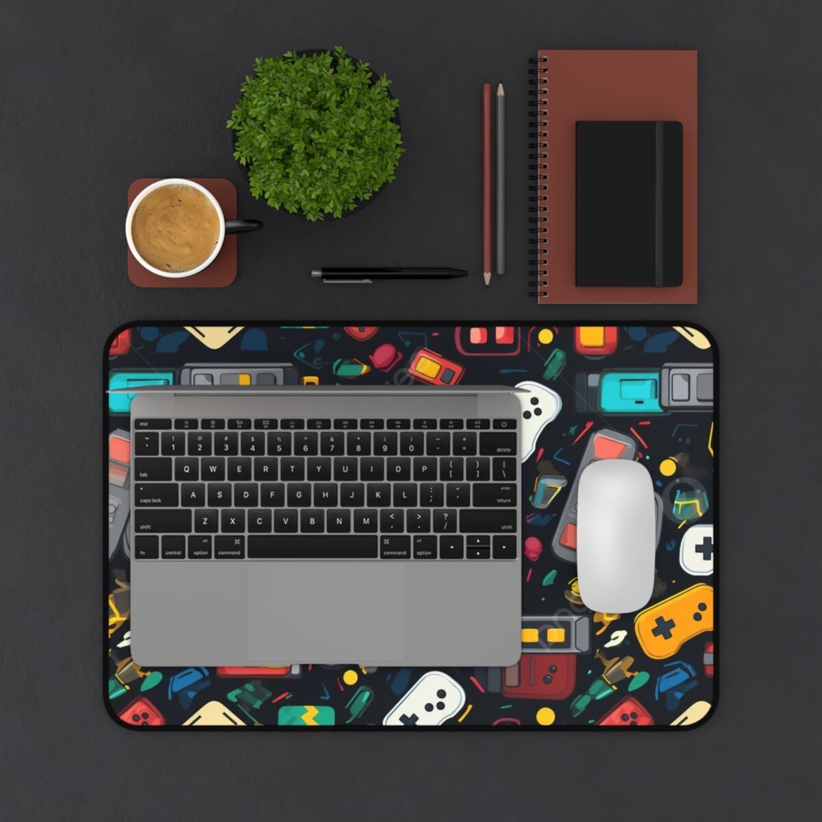 Retro Gaming Desk Mat — Controller & Cartridge Pattern Mouse Pad - Image 3