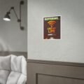 A Funny Gaming Poster titled "Buffering... Like My Life" featuring a neon Wi-Fi symbol and loading bar on a dark bedroom wall.