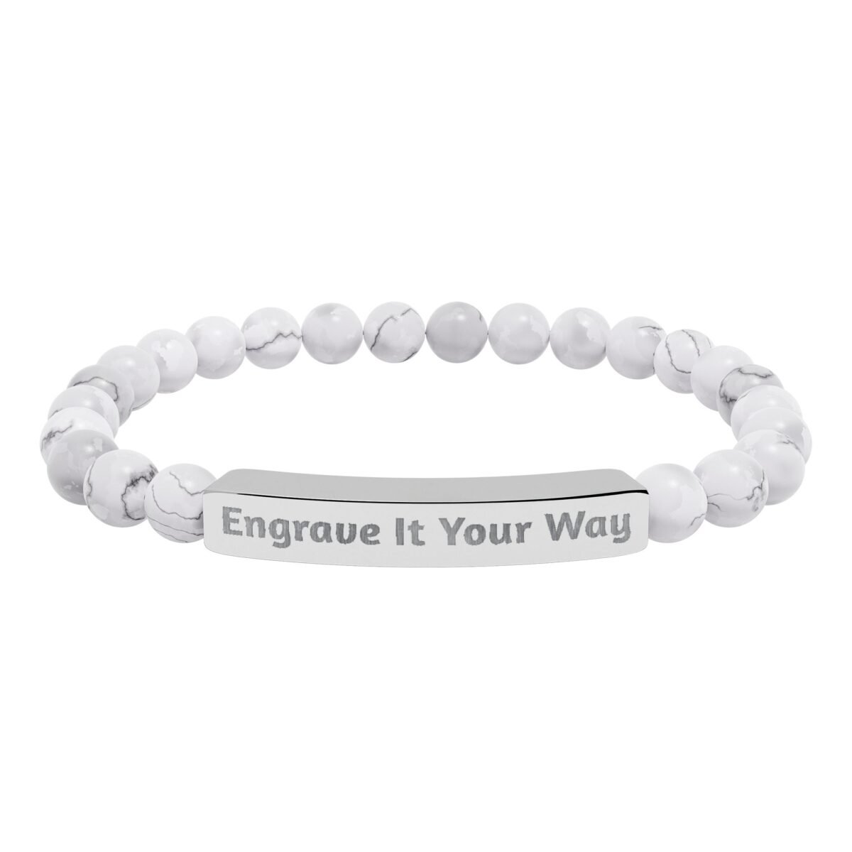 Personalized Stone Bead Bracelet – Custom Engraved Bar Bracelet for Women & Men - Image 4