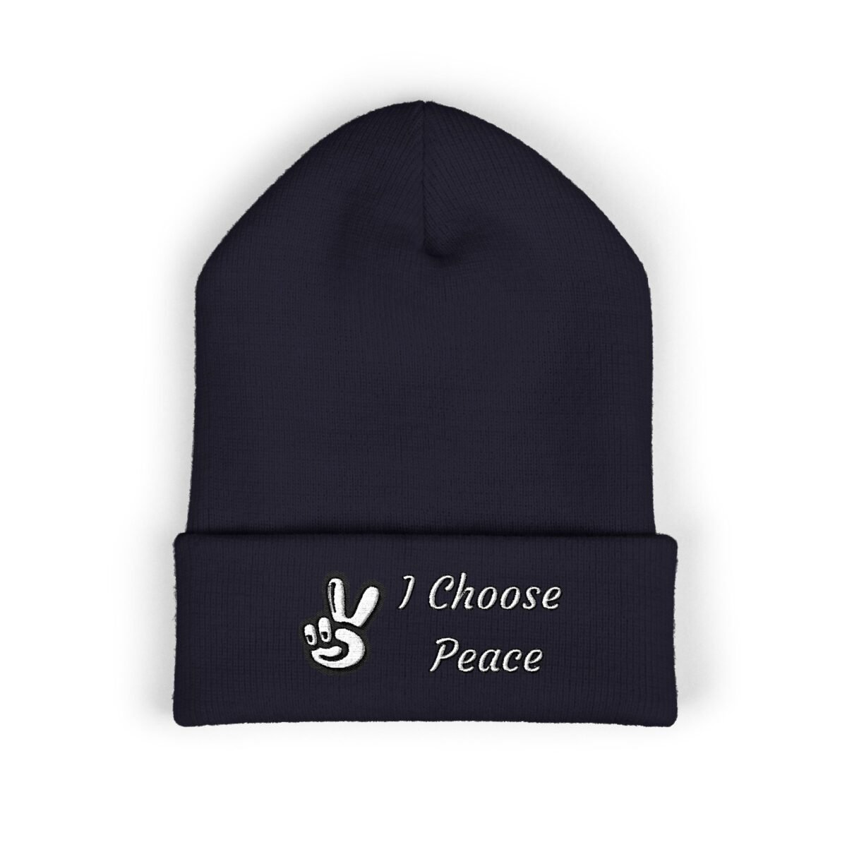 Embroidered Peace Logo Cuffed Beanie | Classic Knit Unisex Winter Hat - Image 21