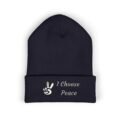 Embroidered Peace Logo Cuffed Beanie | Classic Knit Unisex Winter Hat - Image 21