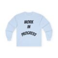 work in progress graphic long sleeve tee — vintage cotton cooking attitude shirt
