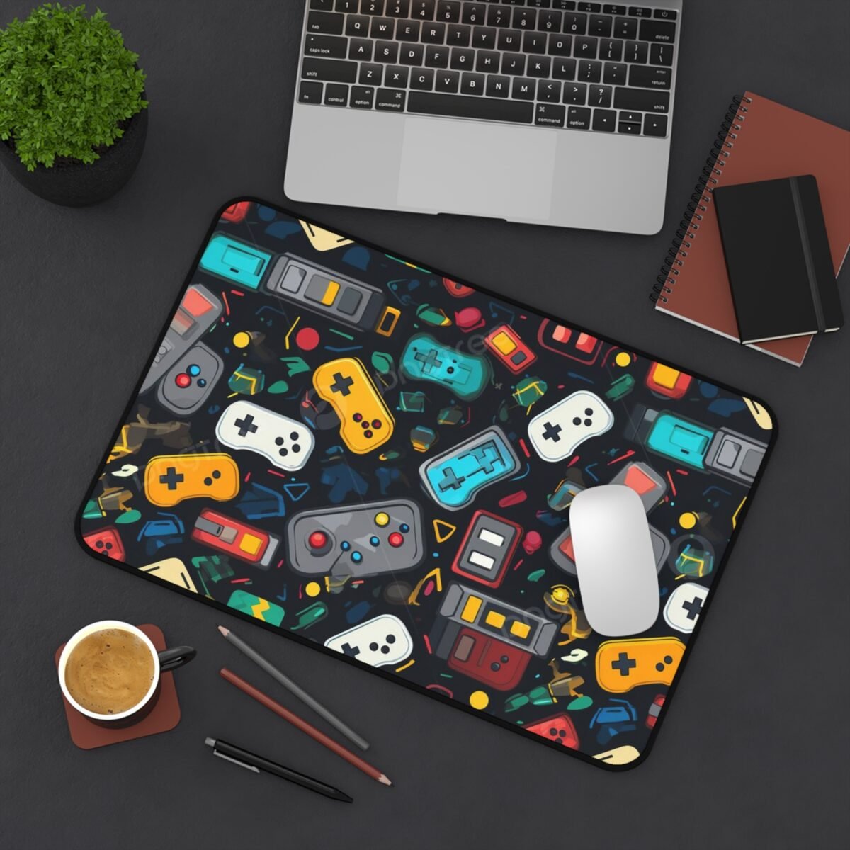 Retro Gaming Desk Mat — Controller & Cartridge Pattern Mouse Pad - Image 4