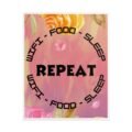 wifi food sleep repeat floral rolled poster | cozy typography wall art for bedroom & home office