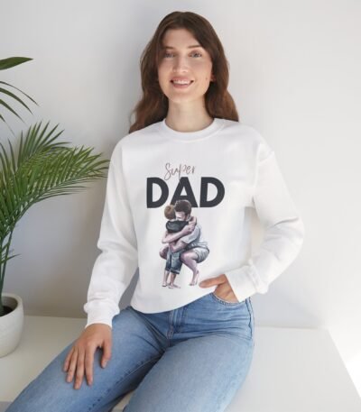 super dad crewneck sweatshirt — "daddy’s girl" back print, father & child hug gift