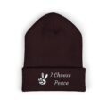 Embroidered Peace Logo Cuffed Beanie | Classic Knit Unisex Winter Hat - Image 41