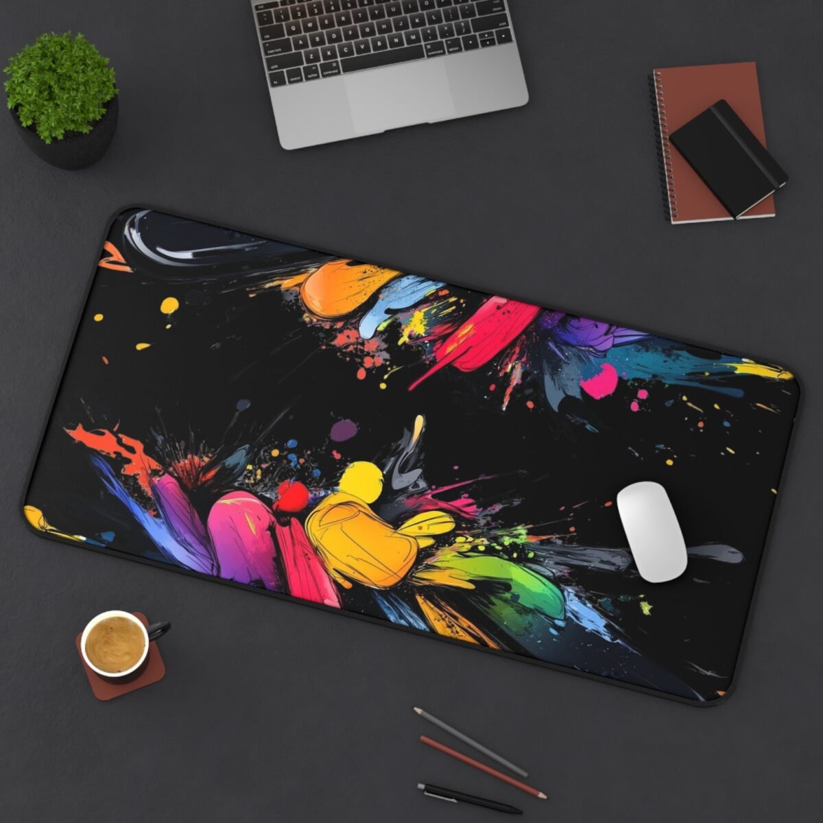 Abstract Rainbow Splash Desk Mat — Colorful Paint Splatter Mouse Pad - Image 12