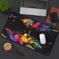 Abstract Rainbow Splash Desk Mat — Colorful Paint Splatter Mouse Pad - Image 8