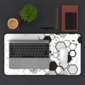 Hex Grid Desk Mat | Monochrome Geometric Gaming Mousepad & Desk Protector - Image 8