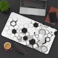 Hex Grid Desk Mat | Monochrome Geometric Gaming Mousepad & Desk Protector - Image 9