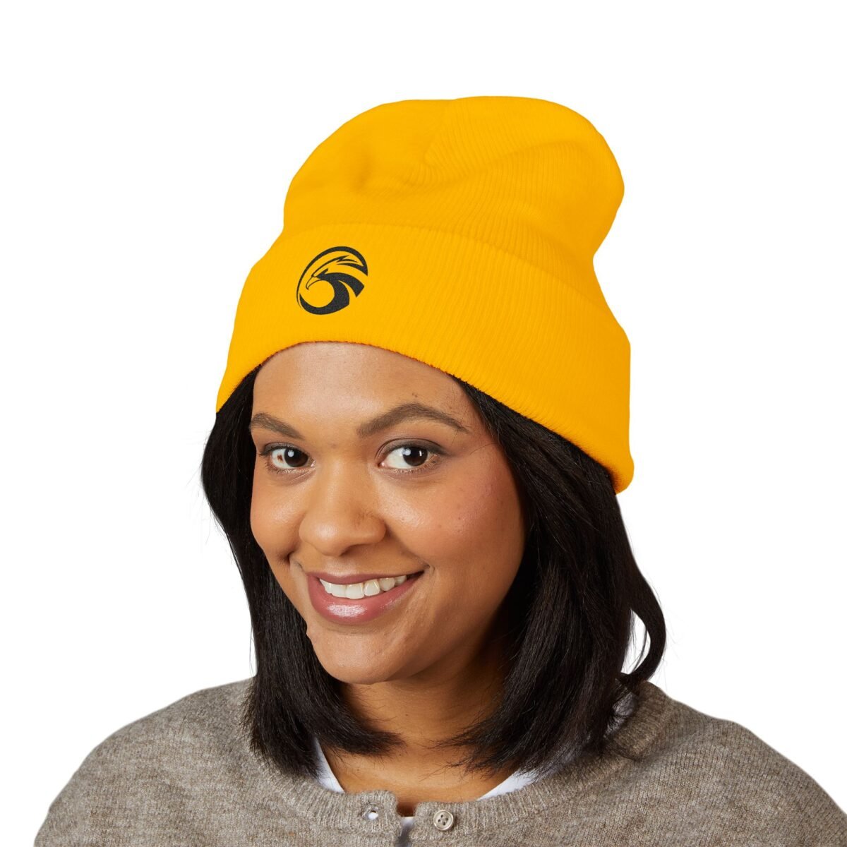 Embroidered Eagle Logo Cuffed Beanie | Classic Knit Unisex Winter Hat - Image 7
