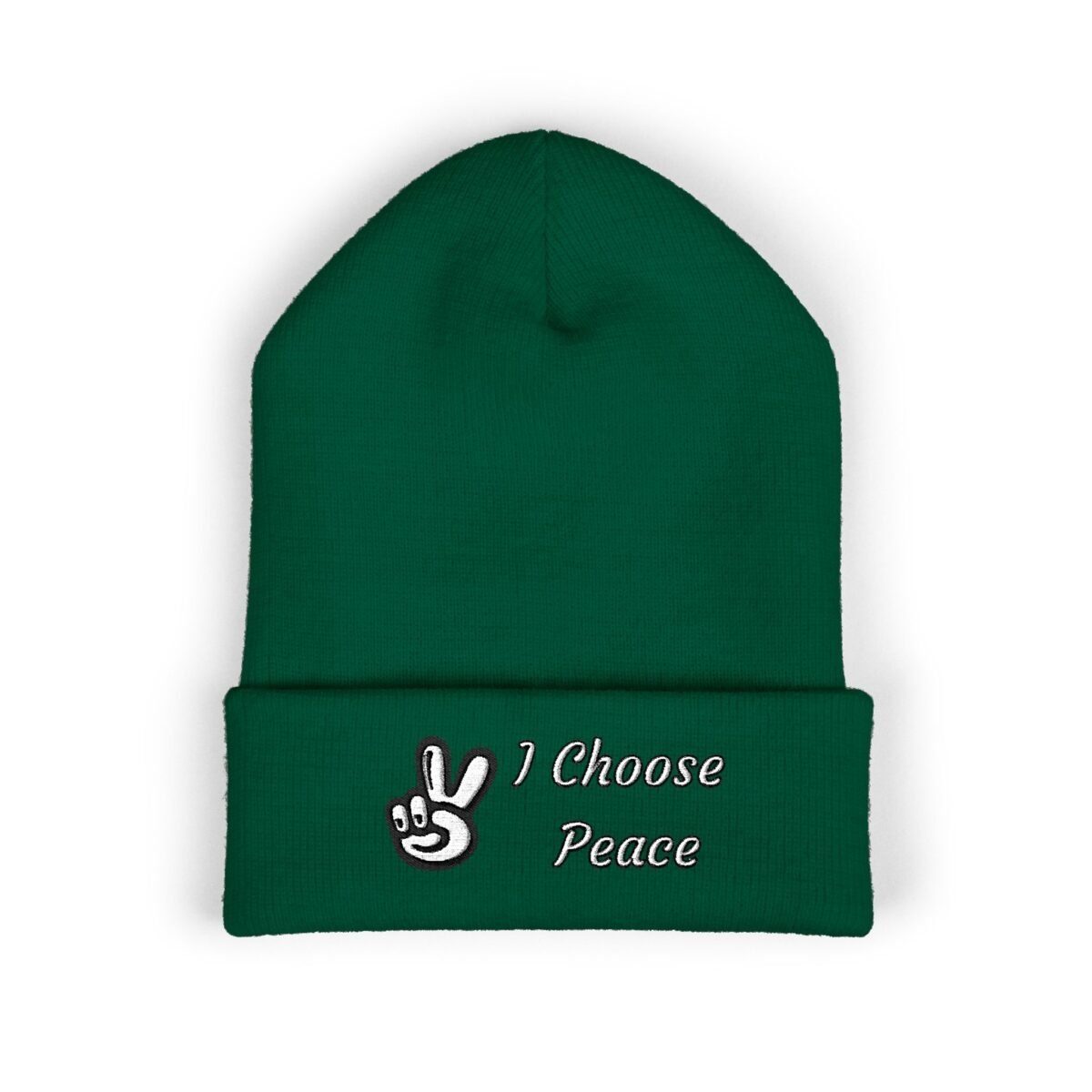 Embroidered Peace Logo Cuffed Beanie | Classic Knit Unisex Winter Hat - Image 11