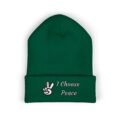 Embroidered Peace Logo Cuffed Beanie | Classic Knit Unisex Winter Hat - Image 11
