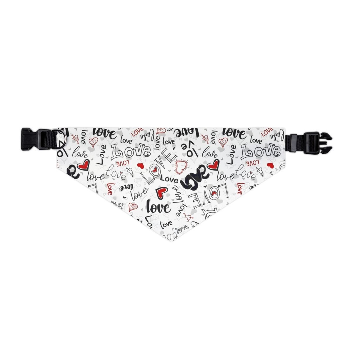 Valentine’s Day Dog Bandana Collar with Hearts & “Love” Print | Adjustable Pet Bandana for Dogs - Image 2