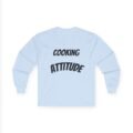 work in progress graphic long sleeve tee — vintage cotton cooking attitude shirt