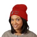 Embroidered Peace Logo Cuffed Beanie | Classic Knit Unisex Winter Hat