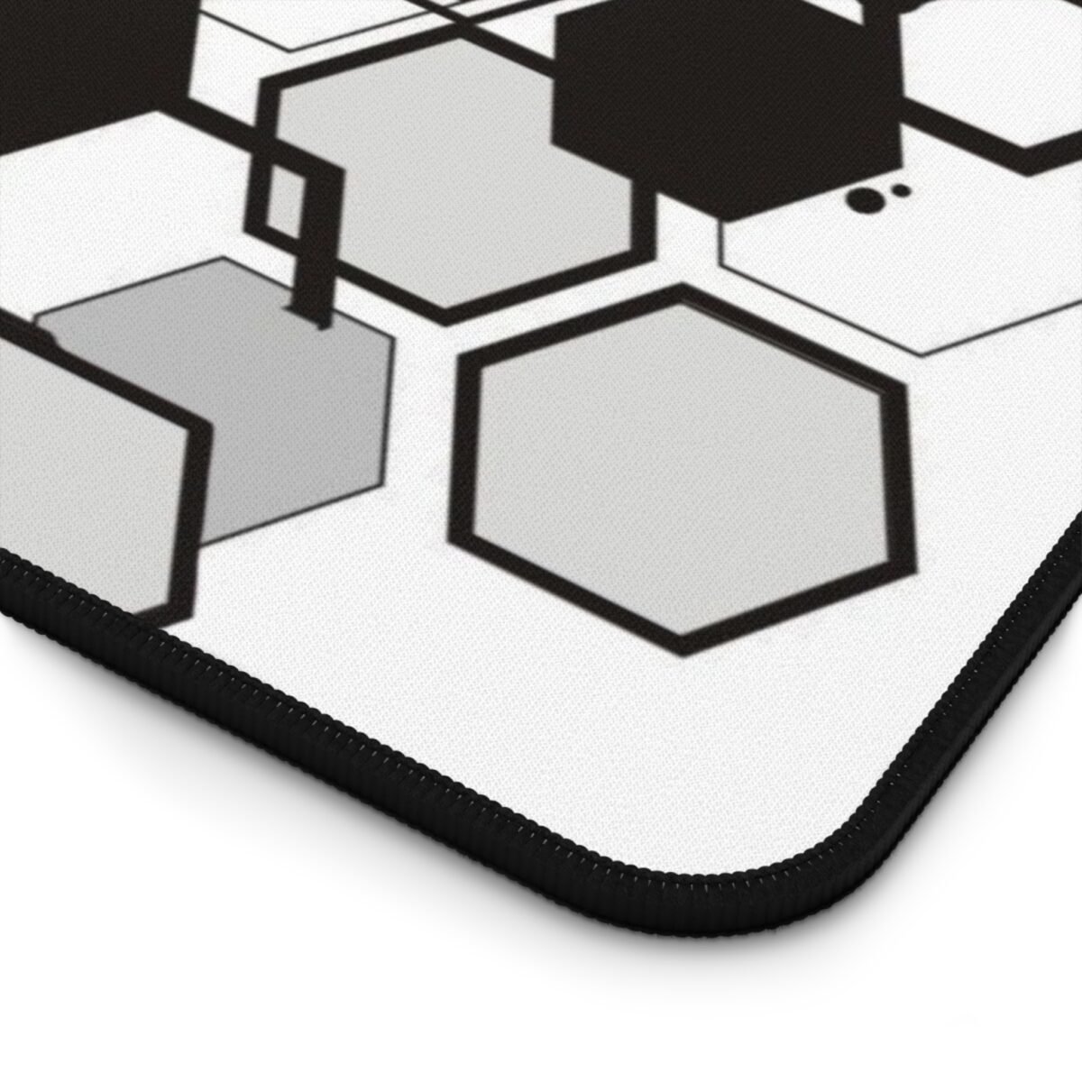 Hex Grid Desk Mat | Monochrome Geometric Gaming Mousepad & Desk Protector - Image 5