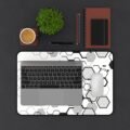 Hex Grid Desk Mat | Monochrome Geometric Gaming Mousepad & Desk Protector - Image 4