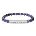 Personalized Stone Bead Bracelet – Custom Engraved Bar Bracelet for Women & Men - Image 2