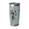A high-quality 20oz Stainless Steel Travel Tumbler featuring a faith-inspired design with a Jesus illustration and spiritual Bible quote.
