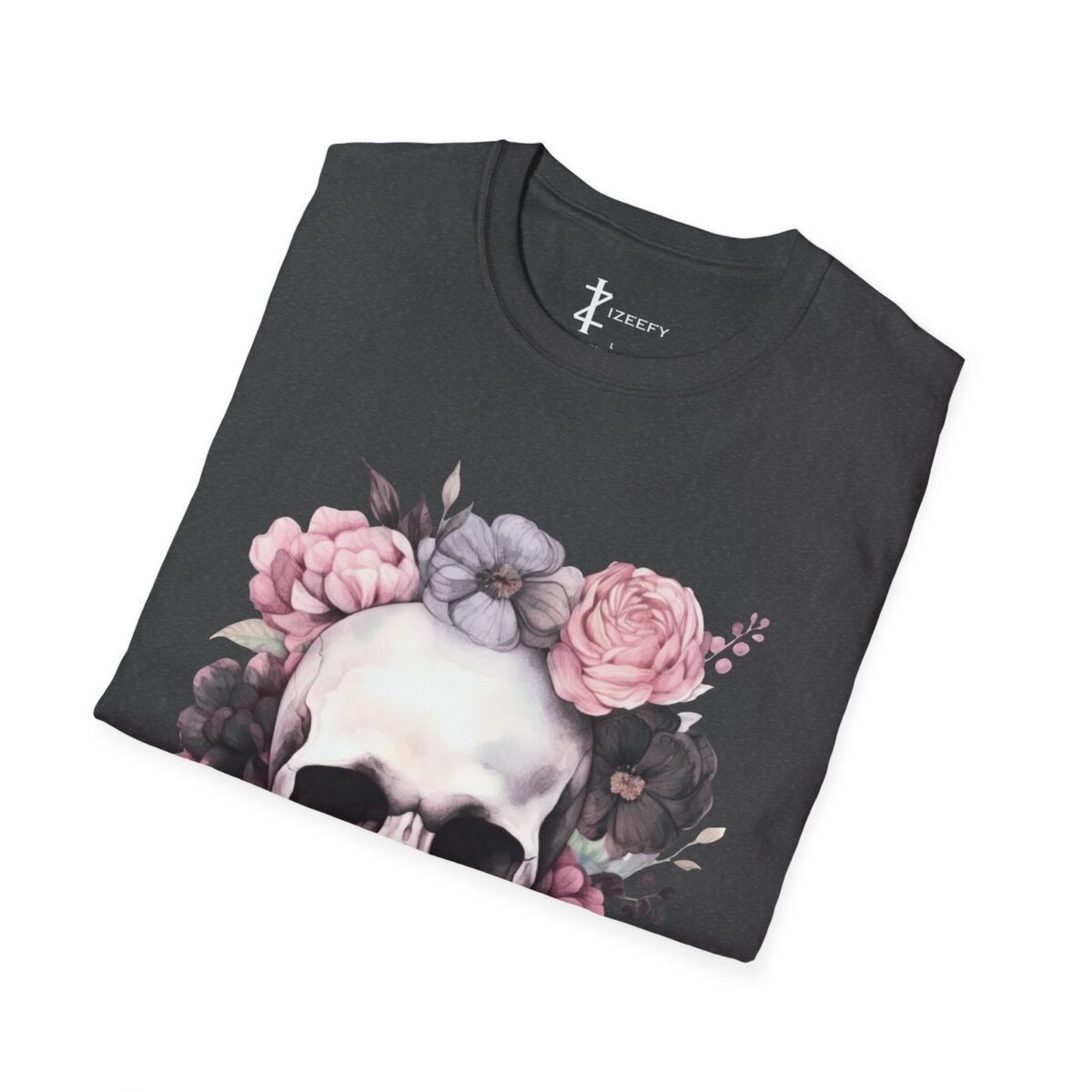 aesthetic floral skull t shirt — soft rose & gothic graphic tee for men and women
