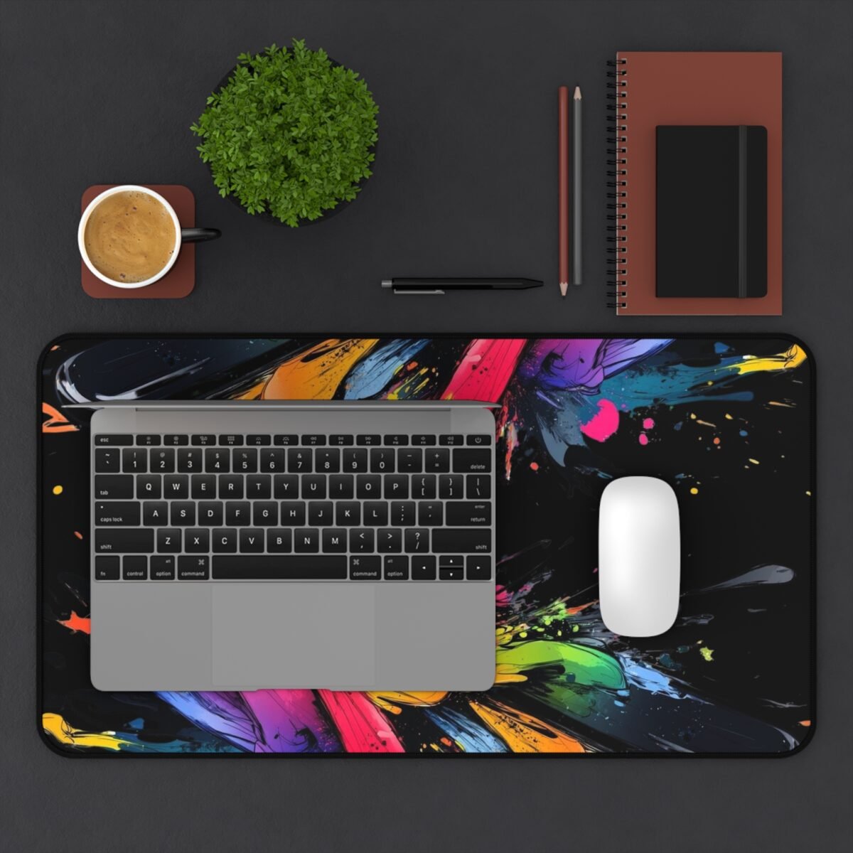 Abstract Rainbow Splash Desk Mat — Colorful Paint Splatter Mouse Pad - Image 7